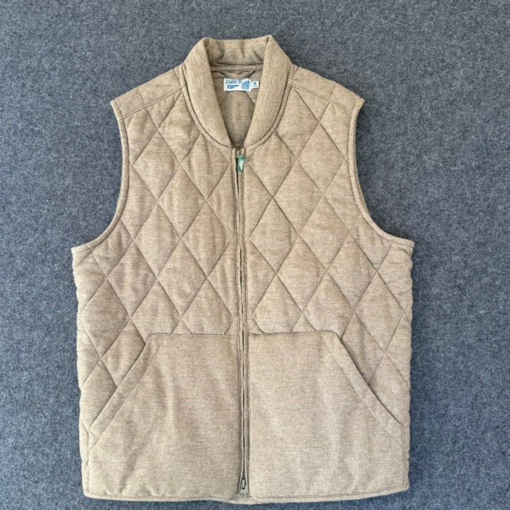 Wellen Seawool Quilted Vest Mens Large Oatmeal Heather Tan Full Zip Fall Winter